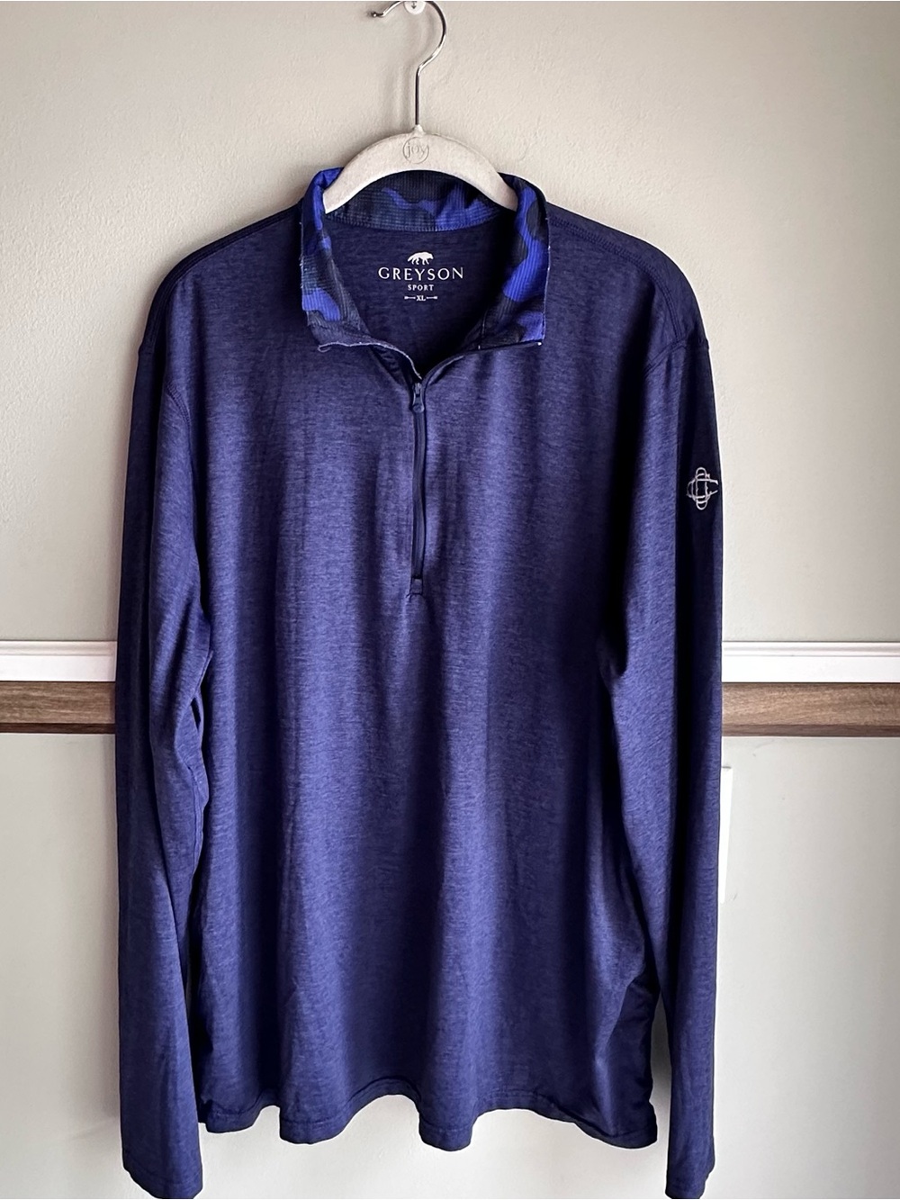 Greyson 1/4 Zip Heathered Blue Guide Sport Lightweight Pullover Golf Logo